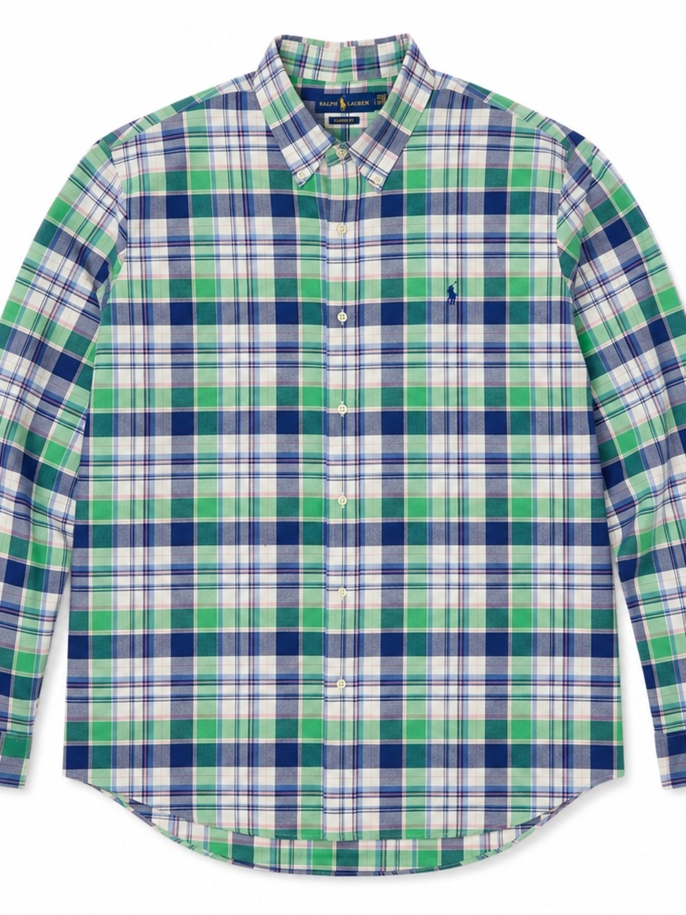 Ralph Lauren Classic Fit Blue, Green, Pink, White Plaid Button-Down Shirt, XXL